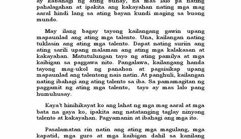 Pangwakas Na Pananalita Sa Nutrition Month