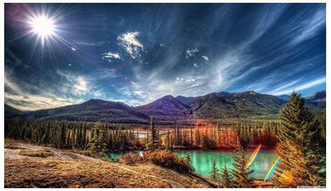 Papéis de Parede Canadá, Alberta, montanhas, lagos, floresta, outono