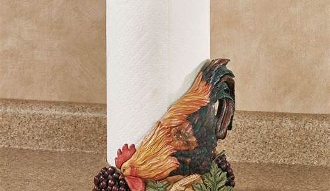 Home Basics Cast Iron Rooster Design Paper Towel Holder Red