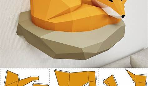 Papercraft Fox on Rock Paper Model 3d Paper Craft Paper - Etsy | 3d