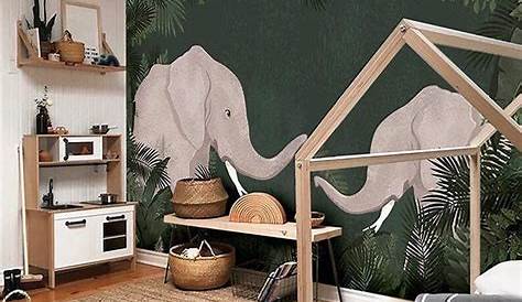 Papier Peint Elephant Bebe Bébé Eléphant Rose MuralConcept
