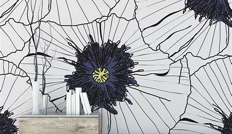 Papier Peint Grosse Fleur Noir Et Blanc s XXL Intissé EDEM 68796 Motif Floral