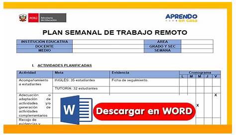 Formato de Plan Semanal de Trabajo | PDF