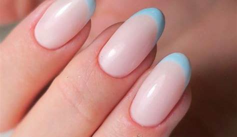 Pastel Blue French Tips Nails