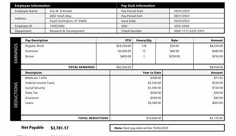 Paycheck Stub Template Pdf