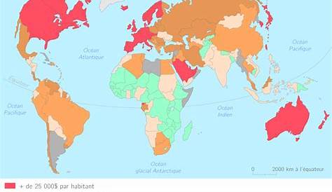 Carte du monde : indice de développement humain ajusté aux inégalités
