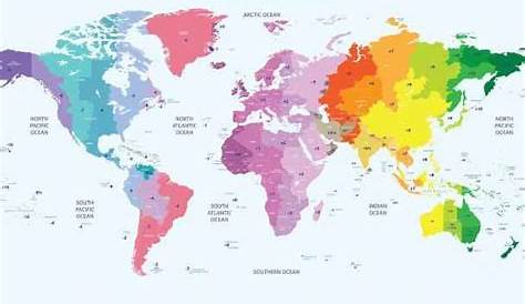 Carte des fuseaux horaires et décalage horaire (jet lag)