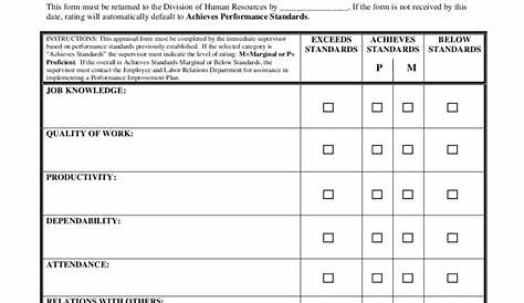 Pdf Downloadable Free Employee Evaluation Forms Printable