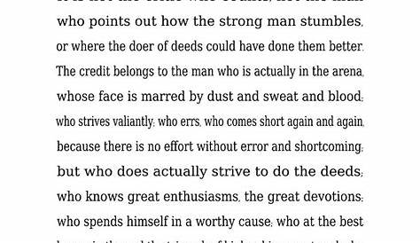 Pdf Free Printable Printable Man In The Arena Quote