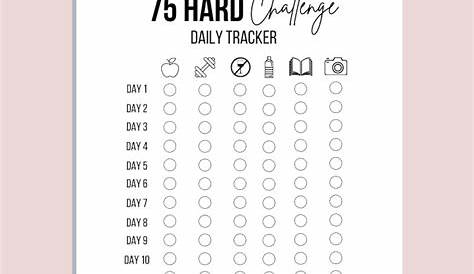Pdf Printable 75 Hard Challenge Tracker