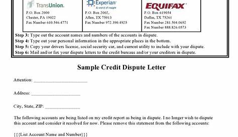 Pdf Printable Free 609 Credit Dispute Letter Templates