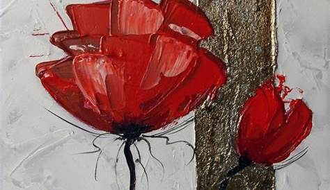 Peinture Abstraite Fleurs Rouges Rouge Nectar Tableau , ,