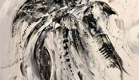 Peinture Abstraite Noir Et Blanc Abstrait . Art Moderne
