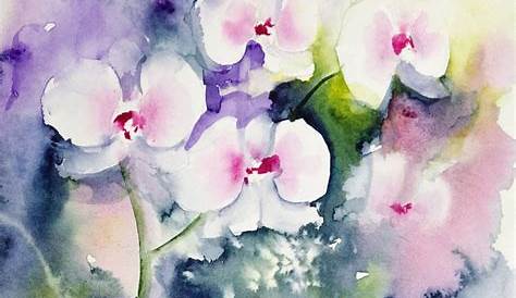 Peinture Aquarelle Orchidee Orchid Original Watercolor Pink Orchid Flowers Painting