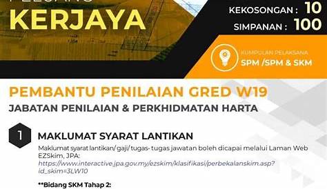 Pembantu Penilaian Gred W19 30 Tarikh Tutup Berikut Adalah Panduan