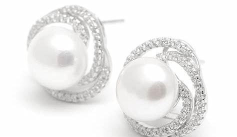 Pendientes para mujer de plata 925 con perla y con cristales