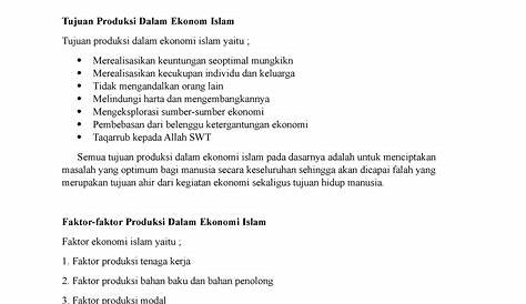 Produksi Dalam Ekonomi Islam - PRODUKSI DALAM EKONOMI ISLAM Pengertian