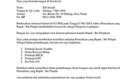 Contoh Surat Lamaran Kerja Pt Freeport Indonesia - Delinewstv