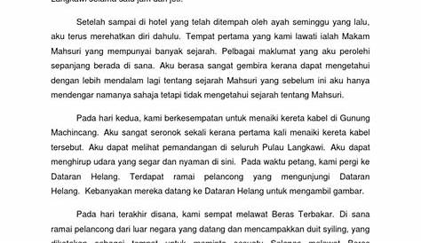 Contoh Karangan Bahasa Inggeris Tentang Percutian : Contoh Karangan