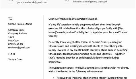 Outstanding Personal Trainer Cover Letter Examples & Templates from Our