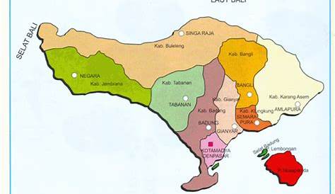 Peta Provinsi Bali Lengkap Dengan Nama Kabupaten Dan Kota - Tarunas