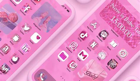 Pink Glitter Phone Icon / Customize your homescreen with your own