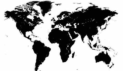 Carte du monde noir et blanc à imprimer avec ou sans noms des pays (pdf)