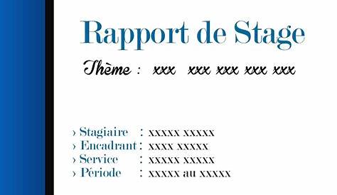 PAGE de GARDE Rapport de Stage 1