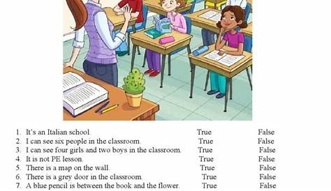 Picture description - in the classr…: English ESL worksheets pdf & doc