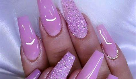 Pink And Golden Coffin Shape Nails Best d
