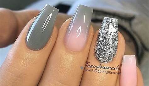 Pink And Grey Nails With Glitter The Best Gray Nail Art Design