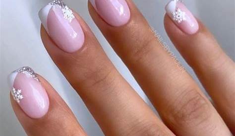 Pink And White Christmas Nails French Tips