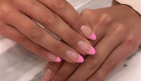 Pink And White French Nails Different Color Tips