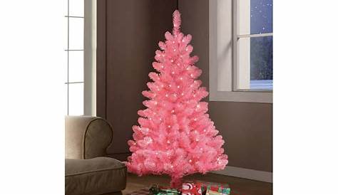 Holiday Time PreLit 4' Pink Tinsel Artificial Christmas Tree, Clear