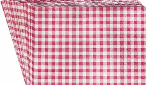 Coral Pink Gingham Paper Napkins | Zazzle