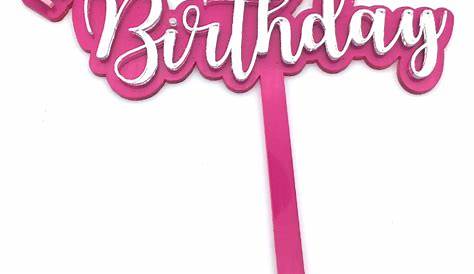 Love & Sparkles Bright Pink & Silver Happy Birthday Cake Topper | Shop