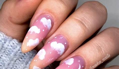Pink Nails With Clouds Short SNS Dream Ombre Nail Art