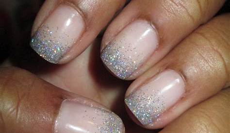 Pink Nails With Silver Glitter Tips Ombré Nail Art Design Nail Art