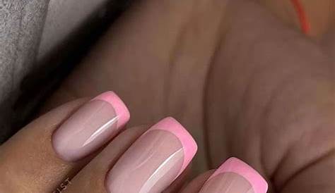 Pink Nails With Two French Tips