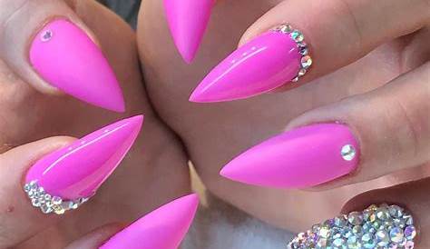 Pink Stiletto Nails With Rhinestones ≛ Greta ≛ Design