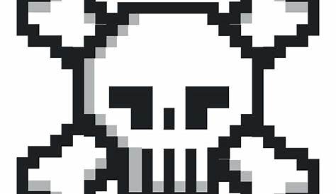 a pixel skull with black and white colors