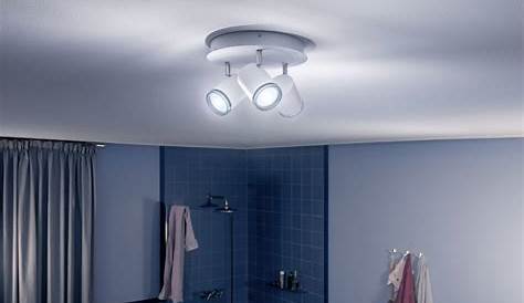 Plafonnier rond salle de bains Kardo blanc, chrome | Luminaire.fr