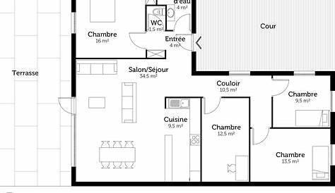 Plan De Maison En L Plain Pied 3 Chambres Contemporaine Et