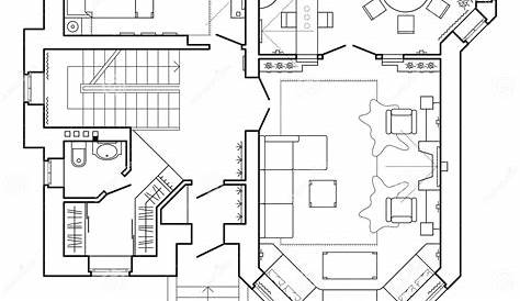 Plan Architectural Noir Et Blanc D'une Maison Disposition De L