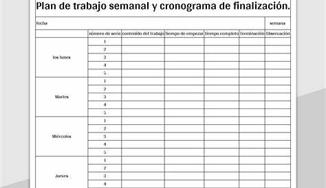 Plan De Trabajo Semanal Ejemplo - Reverasite