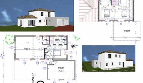 plan maison en l avec etage partiel