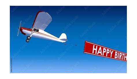 Plane Flying With Happy Birthday Banners Stock Photos, Pictures