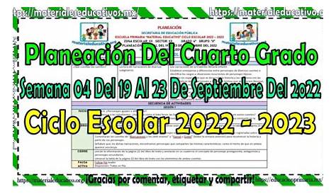 Planeación del cuarto grado de primaria semana 04 del 19 al 23 de