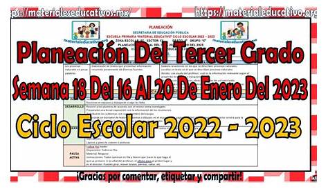 PLANEACION DIDACTICA SEMANA 20 TERCER GRADO PRIMARIA 2022-2023