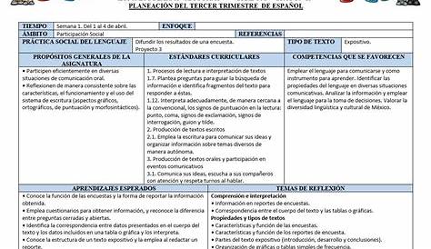 Planeación del tercer grado para el tercer bloque del ciclo escolar